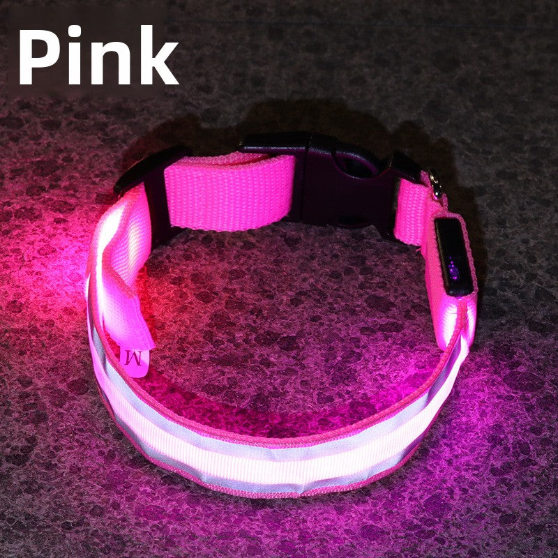 USB Rechargeable LED Reflective Dog Collar for Night Safety