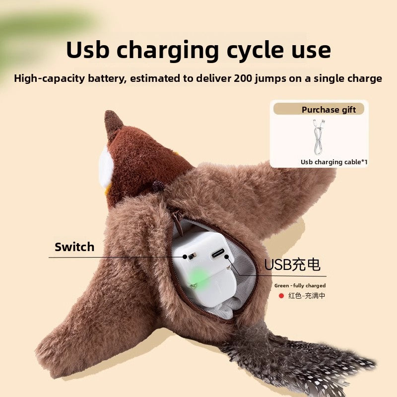 Cross-border shaking bird sparrow charging vibration cat toy touch induction simulation bird intelligent pet toy supplies