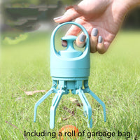 Portable Dog Pooper Scooper with Bag Dispenser & 8-Claw Shovel
