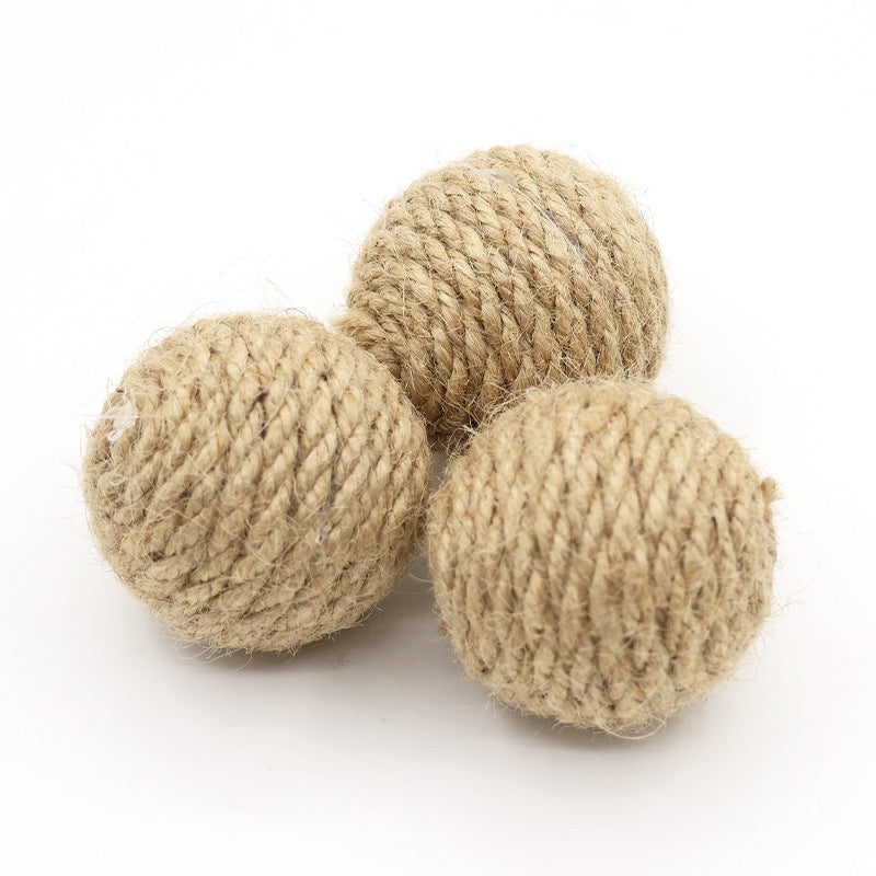 Pet Hemp Rope Ball with Sand Stone