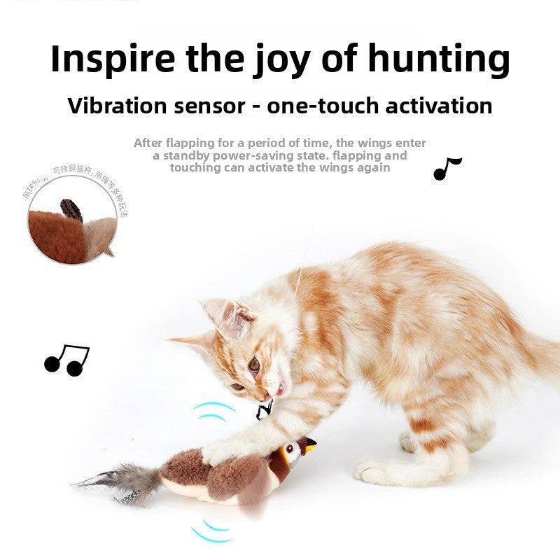 Cross-border shaking bird sparrow charging vibration cat toy touch induction simulation bird intelligent pet toy supplies